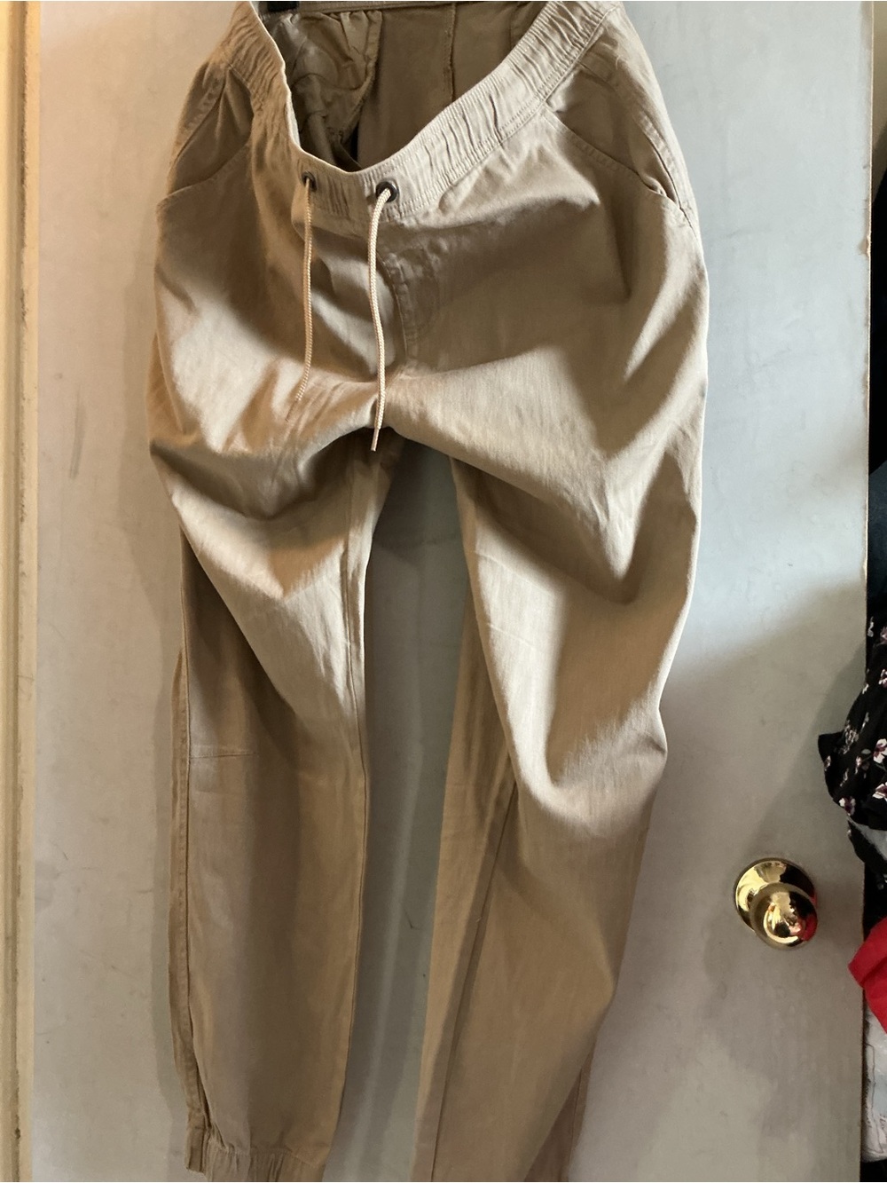 Men's Khaki Jogger Pants - Casual Drawstring Trousers - Picture 6 of 8